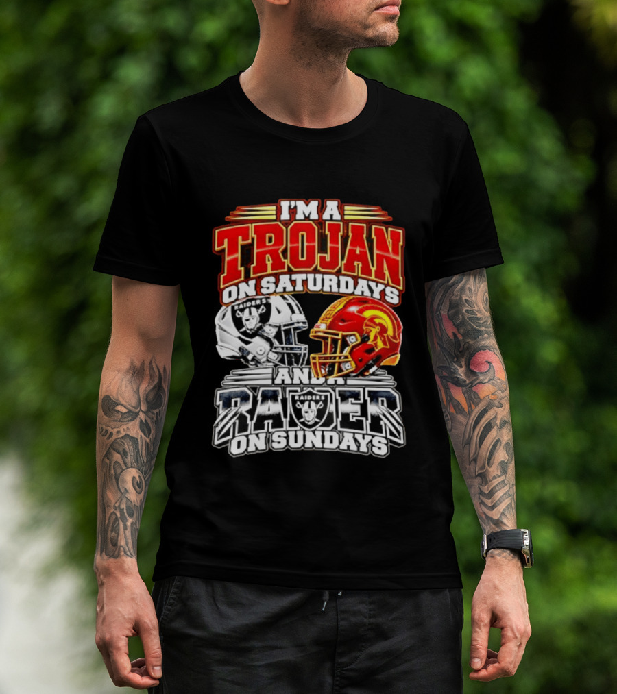 I'm A Trojan On Saturdays And A Raider On Sundays USC Trojans Las Vegas Raiders 2026 T-Shirt
