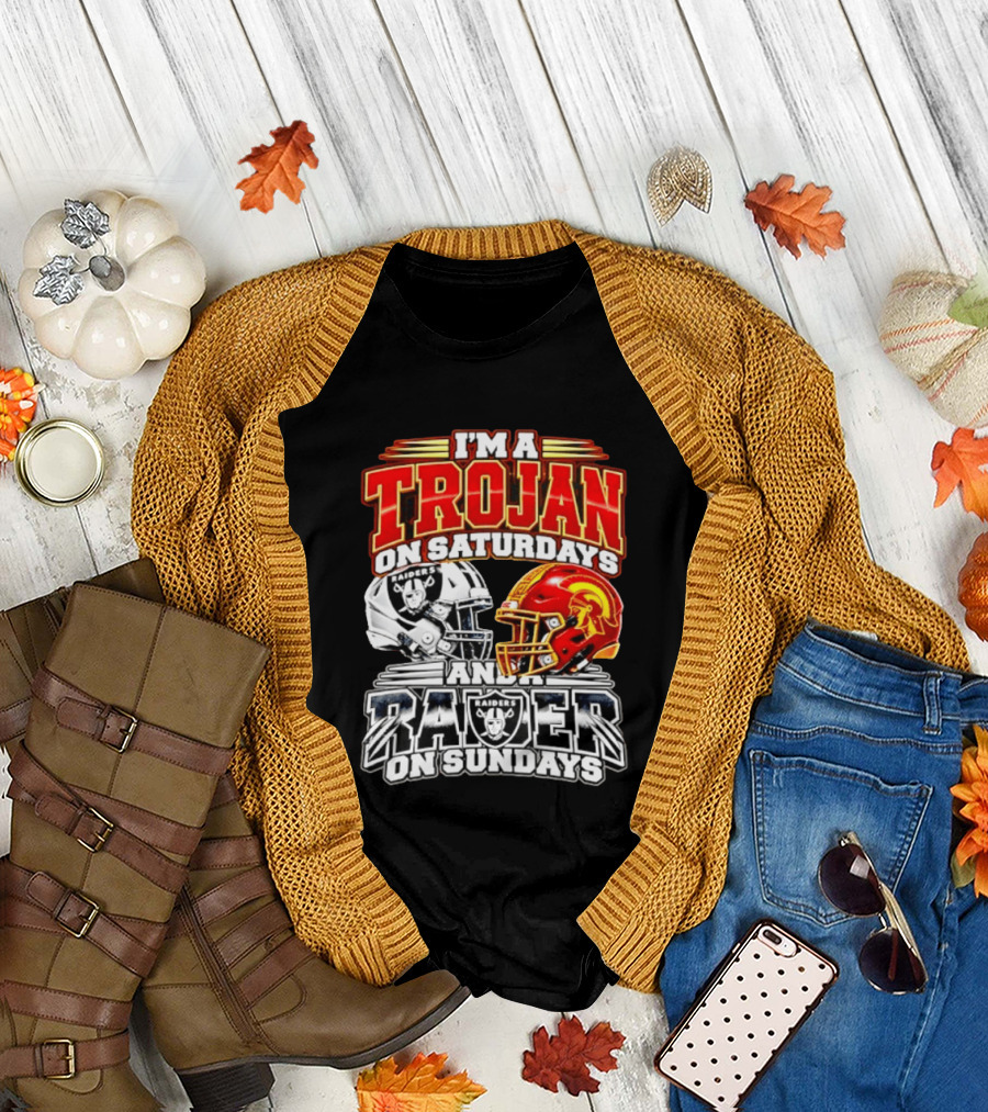 I'm A Trojan On Saturdays And A Raider On Sundays USC Trojans Las Vegas Raiders 2026 T-Shirt