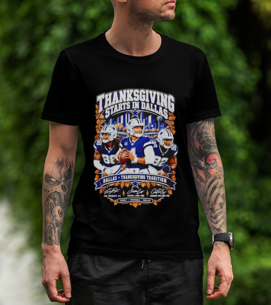 Thanksgiving Tradition Dallas Cowboys Dak Prescott CeeDee Lamb Osa Odighizuwa Family Football T-Shirt