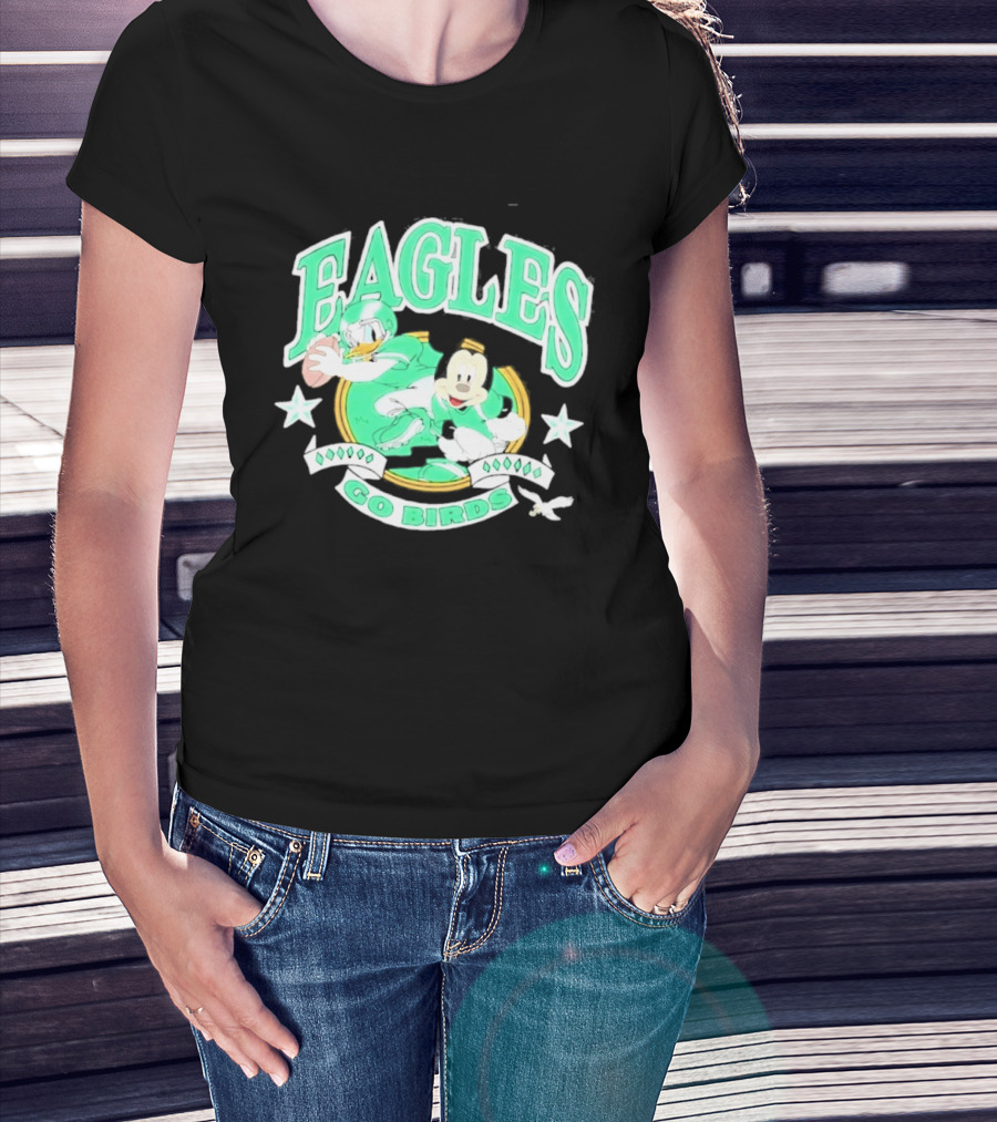 Eagles Go Birds Donald Duck Mickey Mouse Football Stars T-Shirt