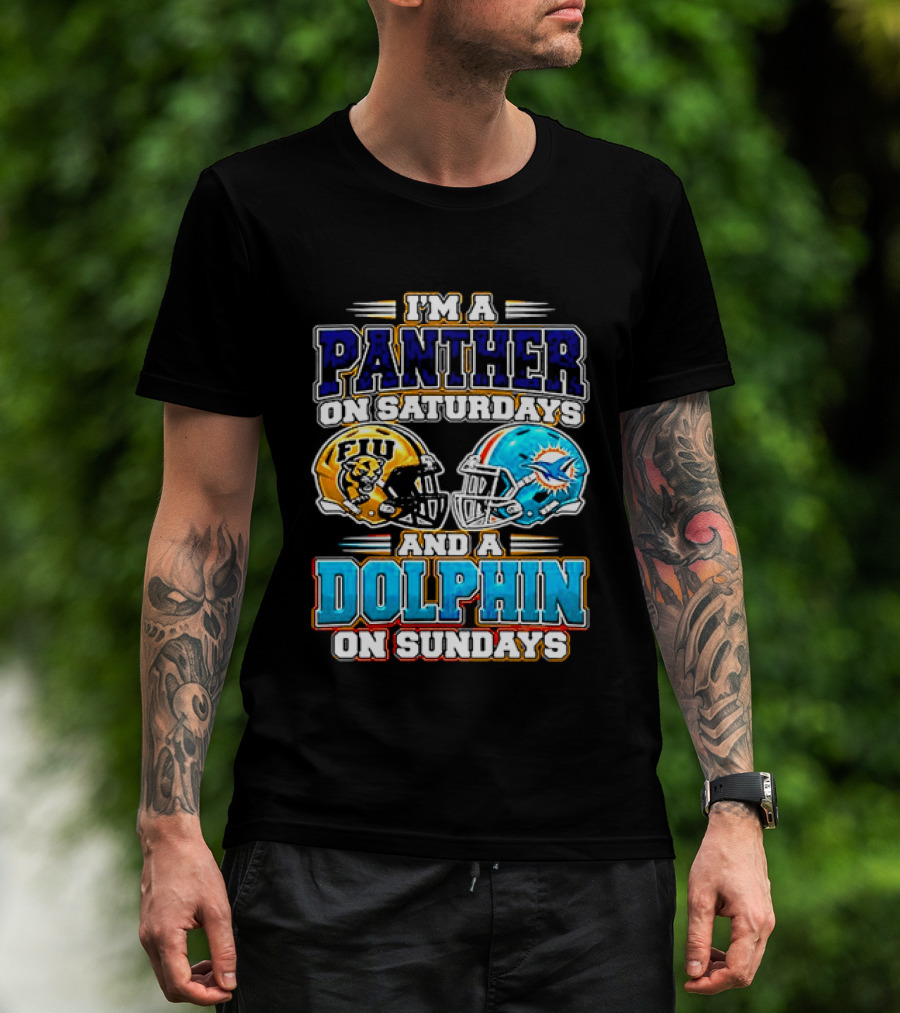 FIU Panthers Saturdays Miami Dolphins Sundays Football T-Shirt