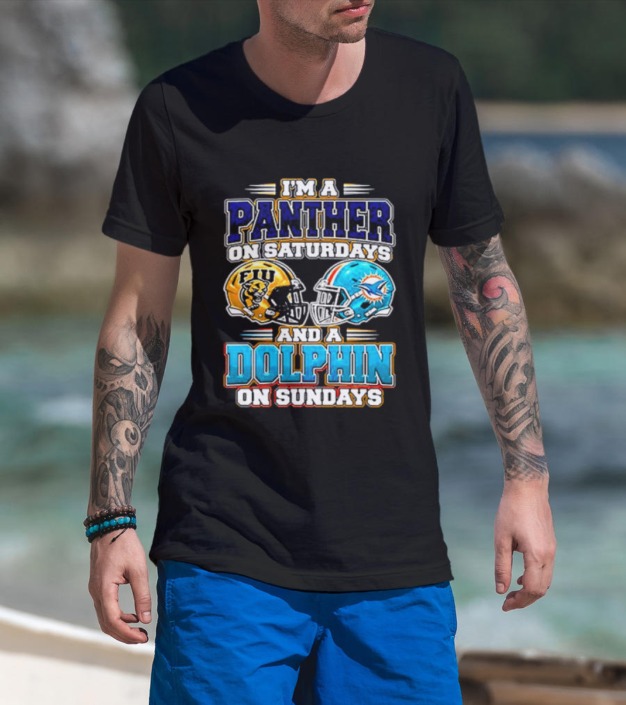 FIU Panthers Saturdays Miami Dolphins Sundays Football T-Shirt