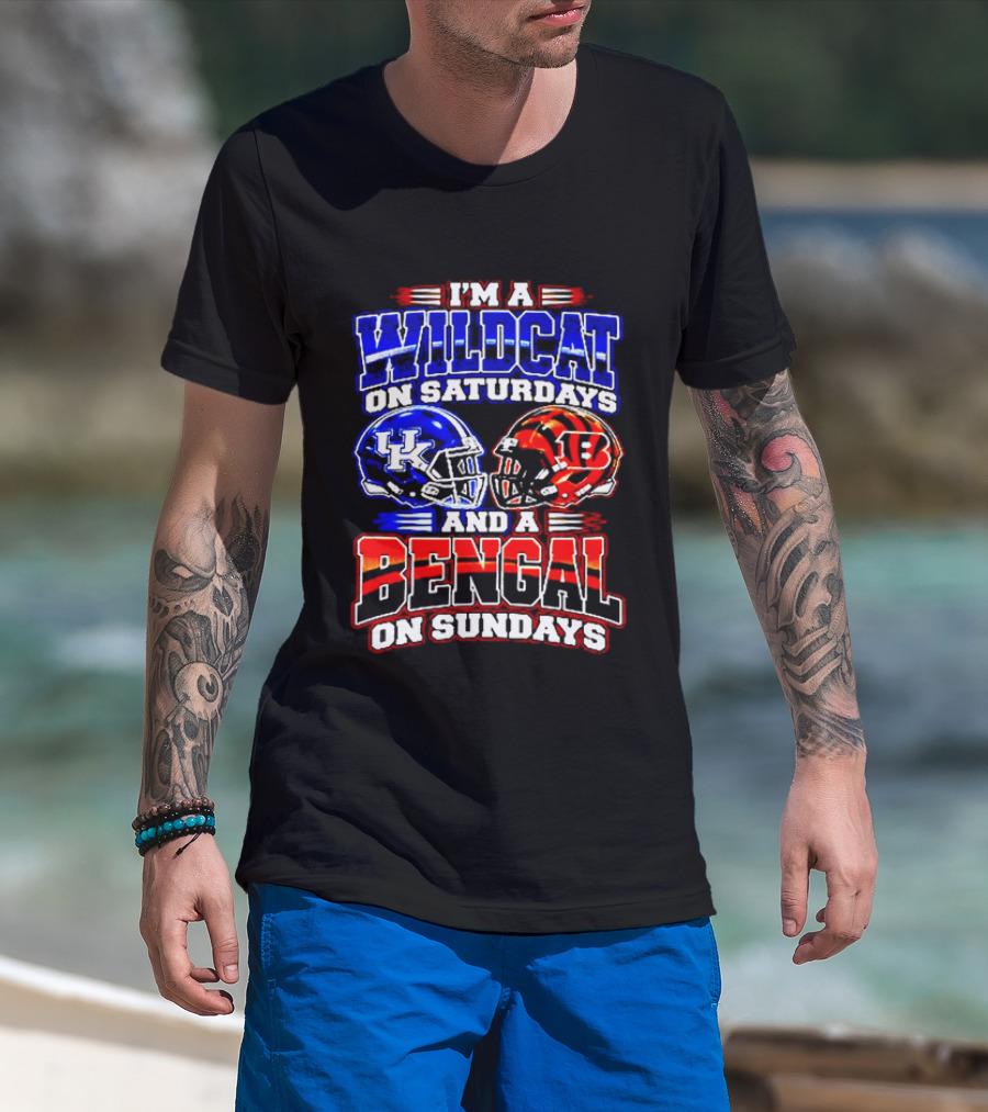 Wildcat On Saturdays Bengal On Sundays Football Fans T-Shirt