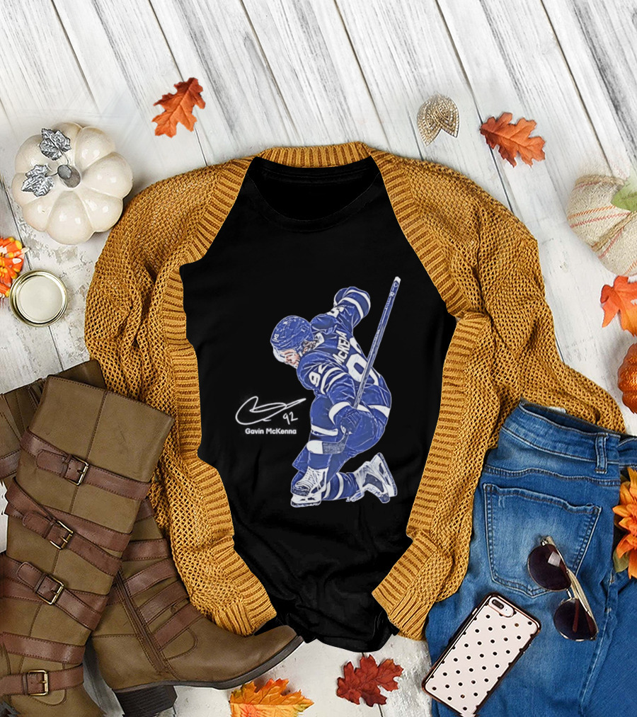 Gavin McKenna 98 Toronto Maple Leafs Pose Signature T-Shirt