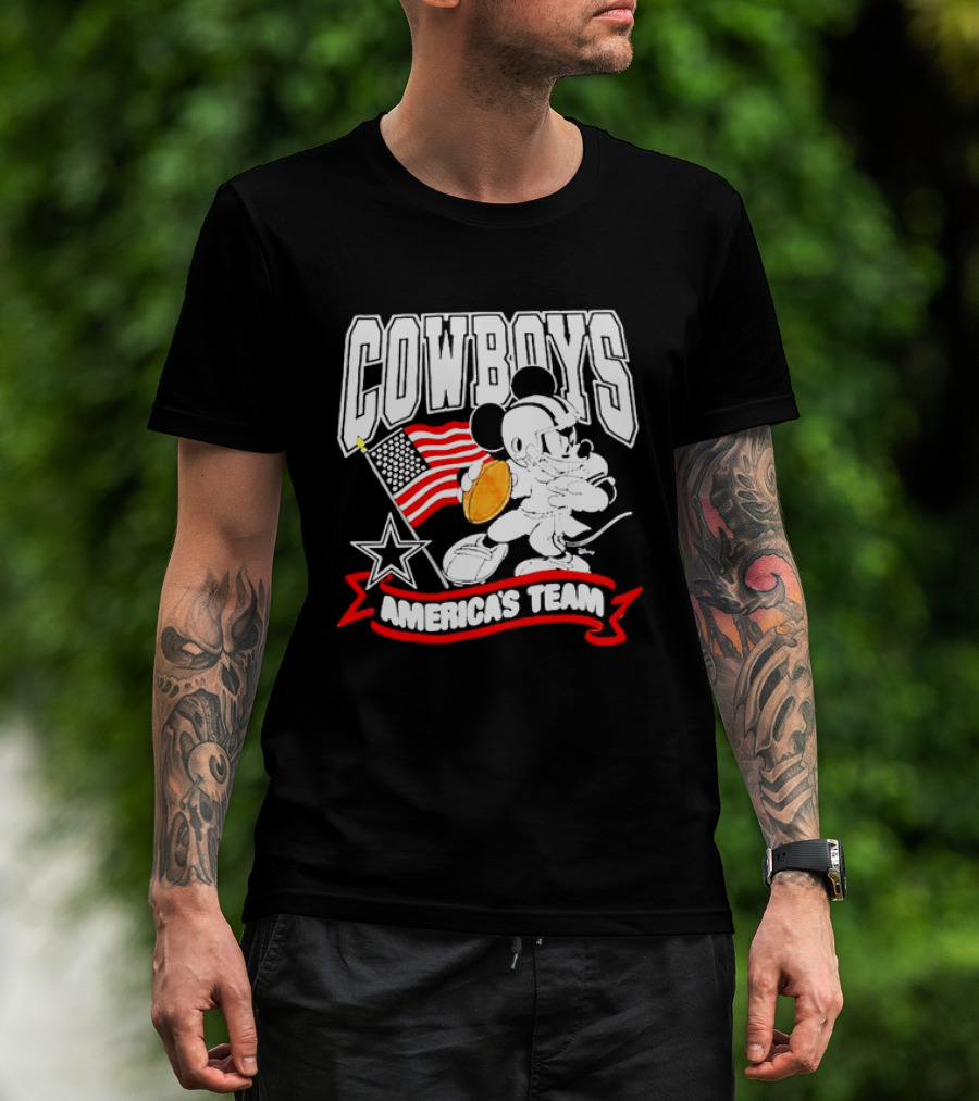 Cowboys Mickey Mouse Americans Team Flag Football T-Shirt