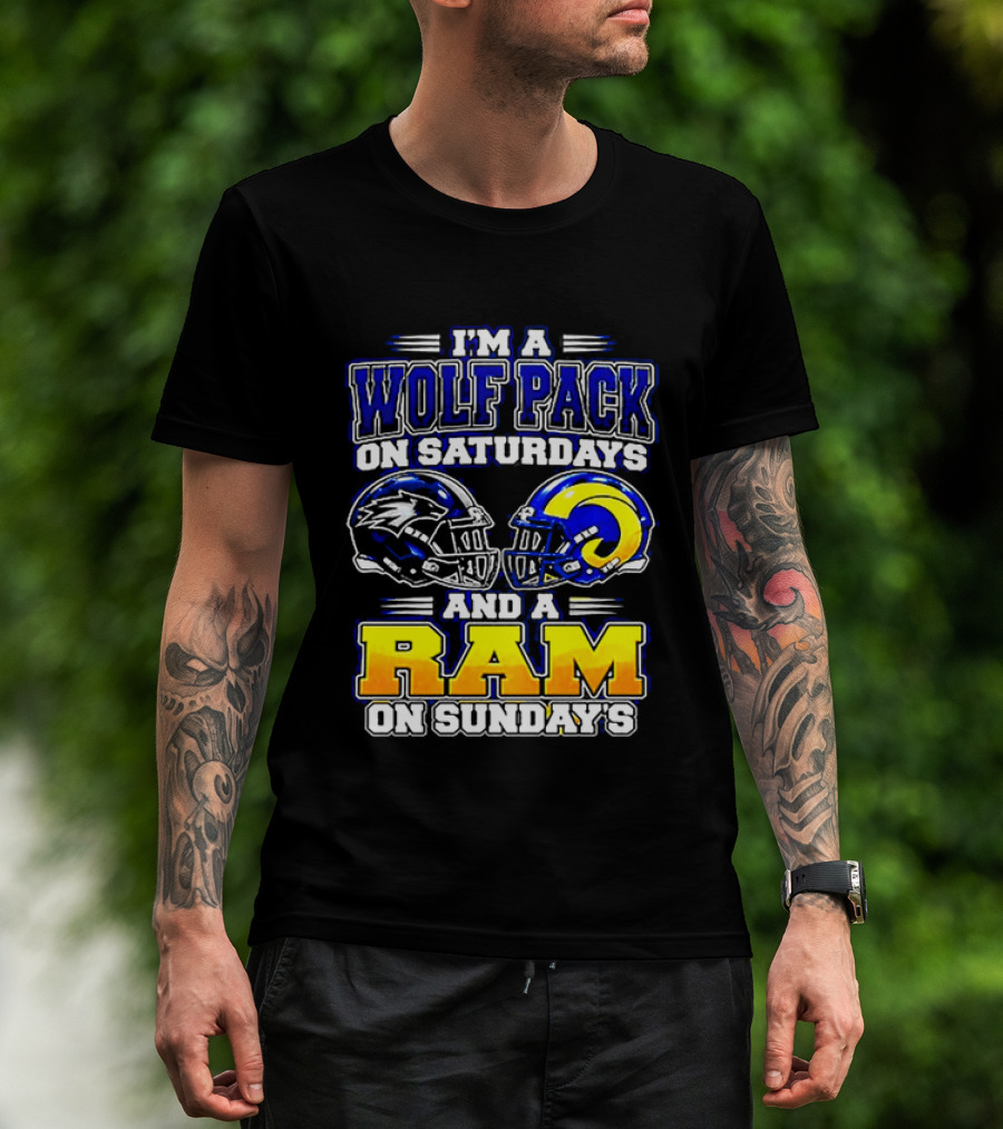 I'm A Wolf Pack On Saturdays And A Ram On Sundays Football Fans T-Shirt