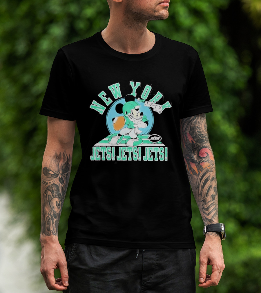 New York Jets Mickey Mouse Football Jets! Jets! Jets! T-Shirt