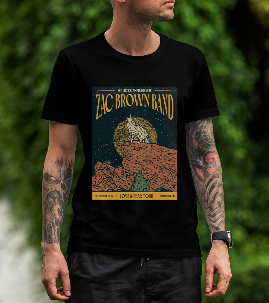 Zac Brown Band Love & Fear Tour Red Rocks Amphitheatre October 20 2026 Morrison CO T-Shirt