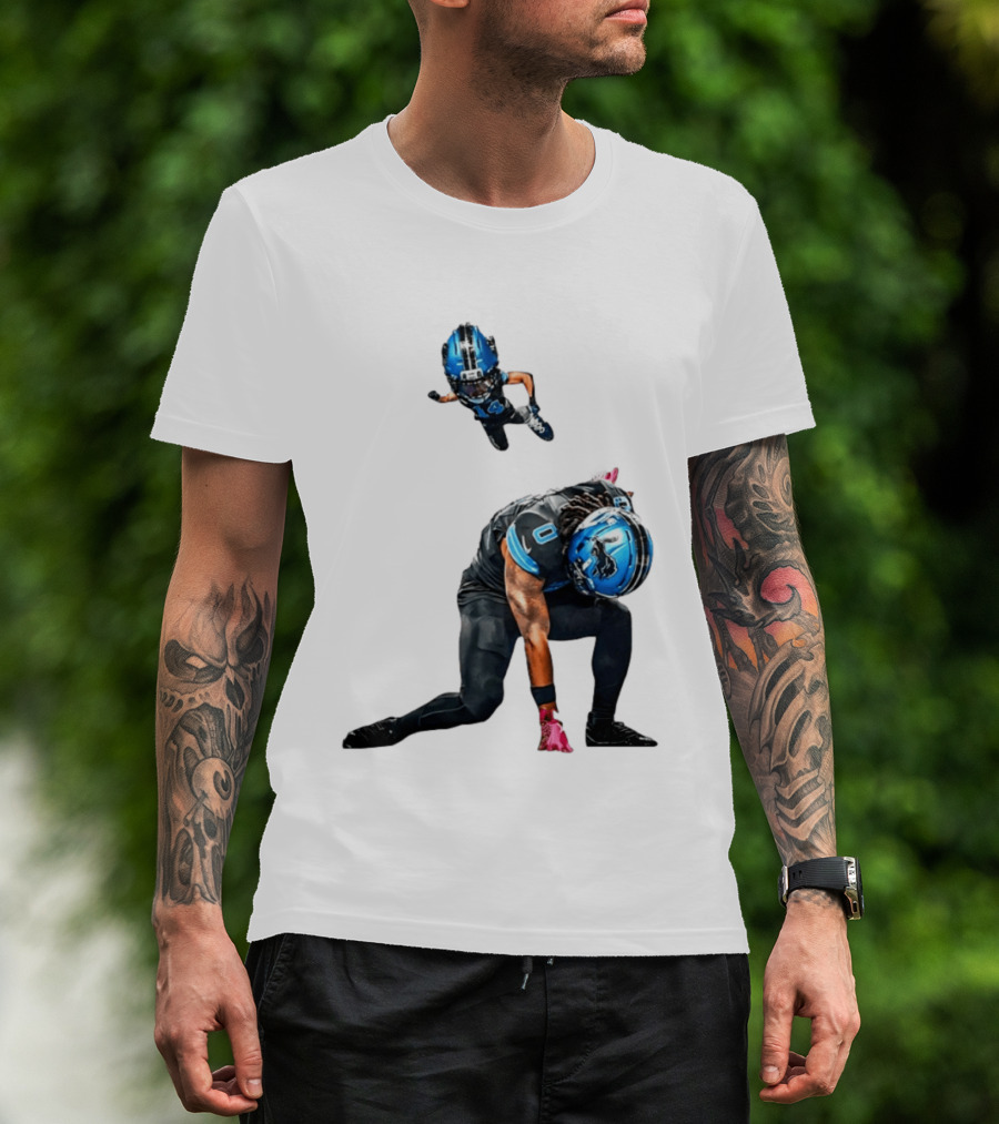 Amon Ra St. Brown Jahmyr Gibbs Super Hero Celebration Football Lions T-Shirt