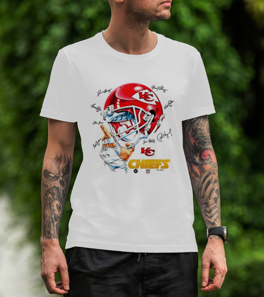 Kansas City Chiefs Signatures KC Football Helmet Chiefs Kingdom T-Shirt