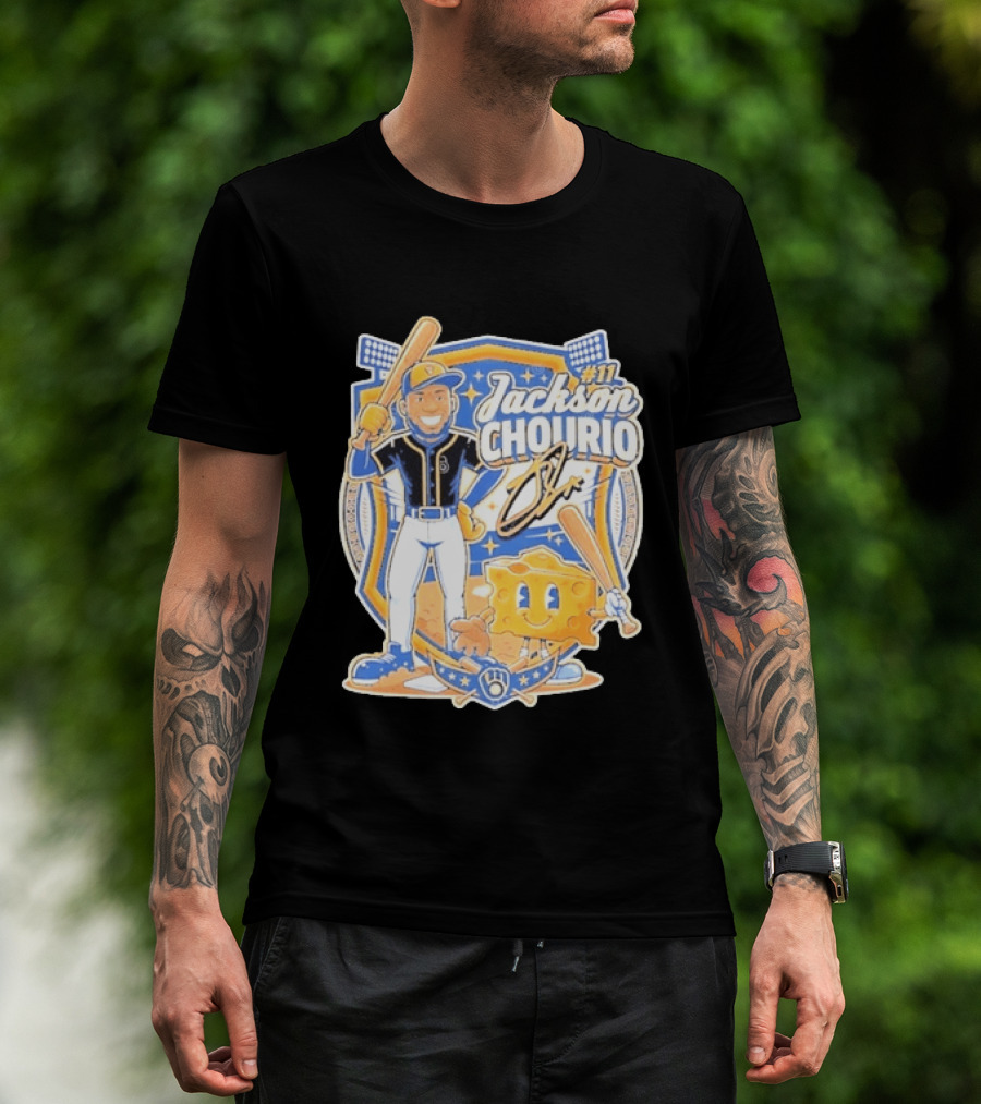 Milwaukee Brewers Jackson Chourio 11 Cartoon Cheese T-Shirt