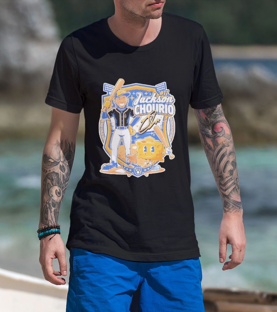 Milwaukee Brewers Jackson Chourio 11 Cartoon Cheese T-Shirt