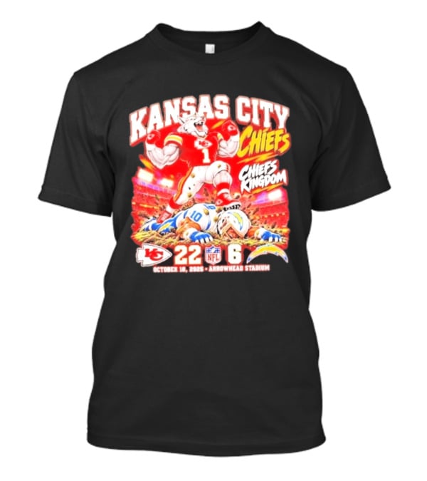 Kansas City Chiefs 22 6 Victory Over Los Angeles Chargers October 18 2026 Arrowhead Stadium T-Shirt