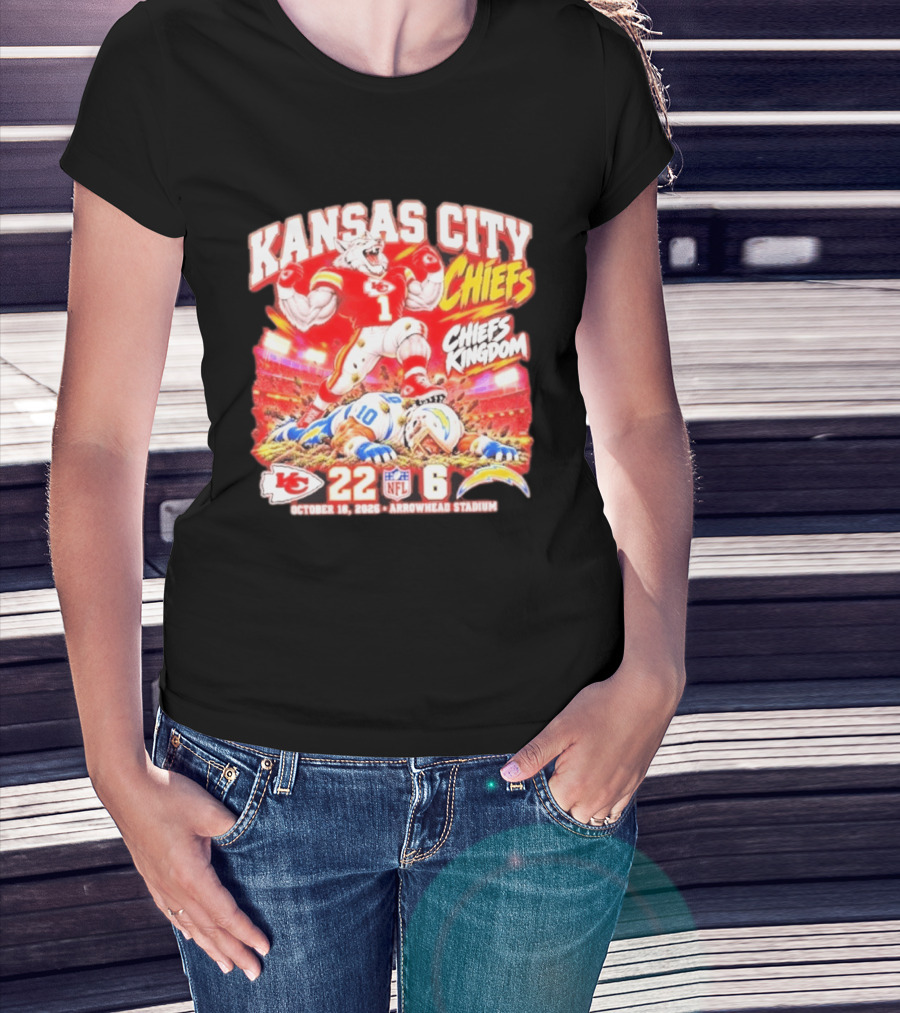 Kansas City Chiefs 22 6 Victory Over Los Angeles Chargers October 18 2026 Arrowhead Stadium T-Shirt