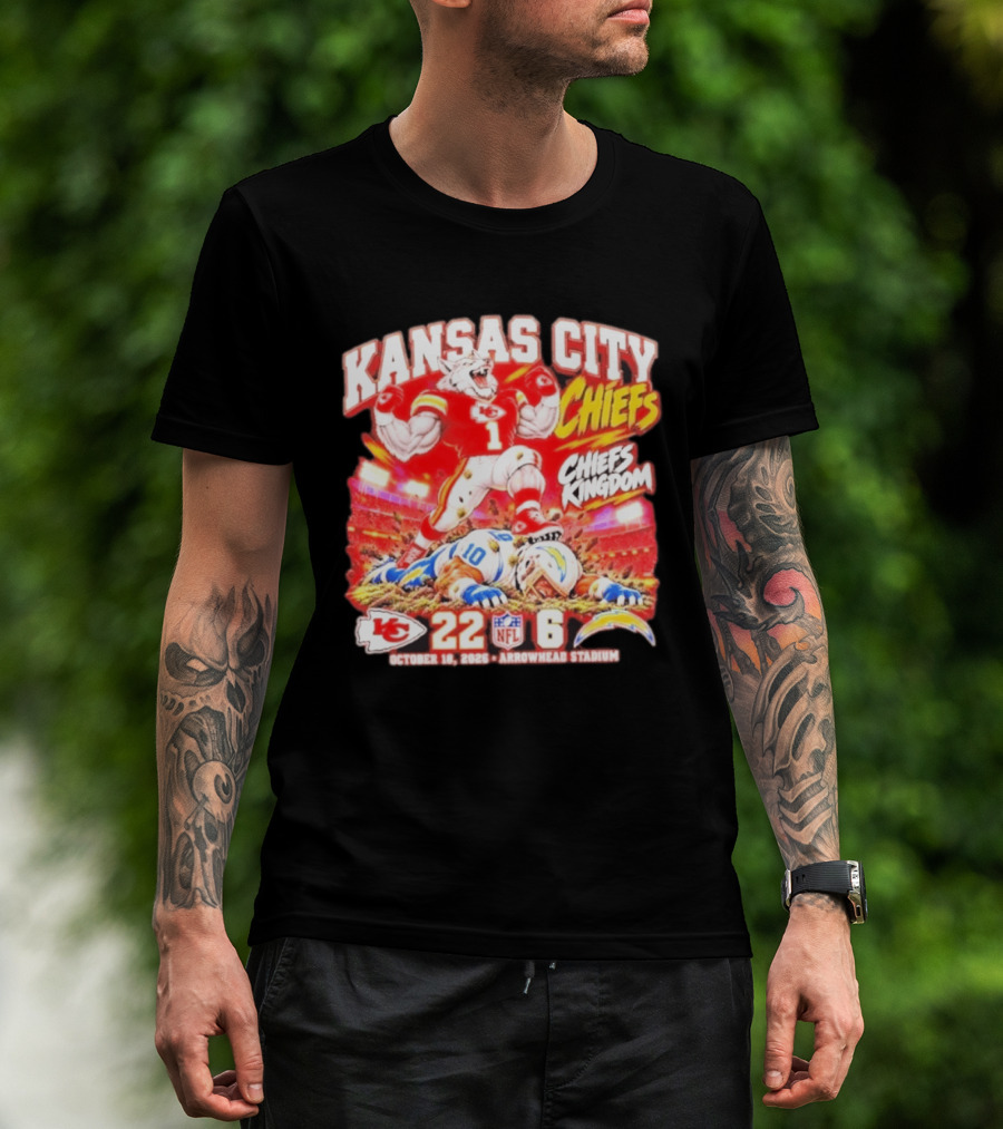 Kansas City Chiefs 22 6 Victory Over Los Angeles Chargers October 18 2026 Arrowhead Stadium T-Shirt