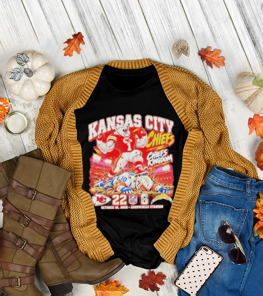 Kansas City Chiefs 22 6 Victory Over Los Angeles Chargers October 18 2026 Arrowhead Stadium T-Shirt