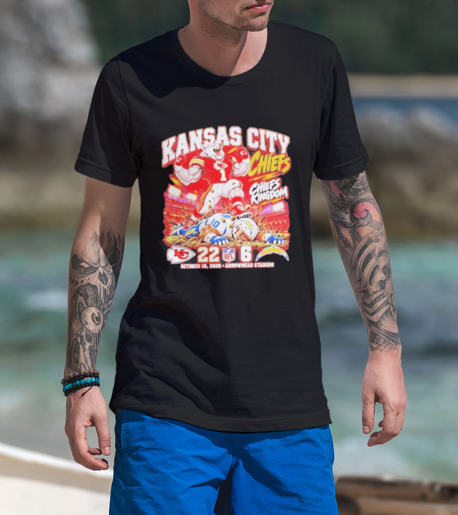 Kansas City Chiefs 22 6 Victory Over Los Angeles Chargers October 18 2026 Arrowhead Stadium T-Shirt