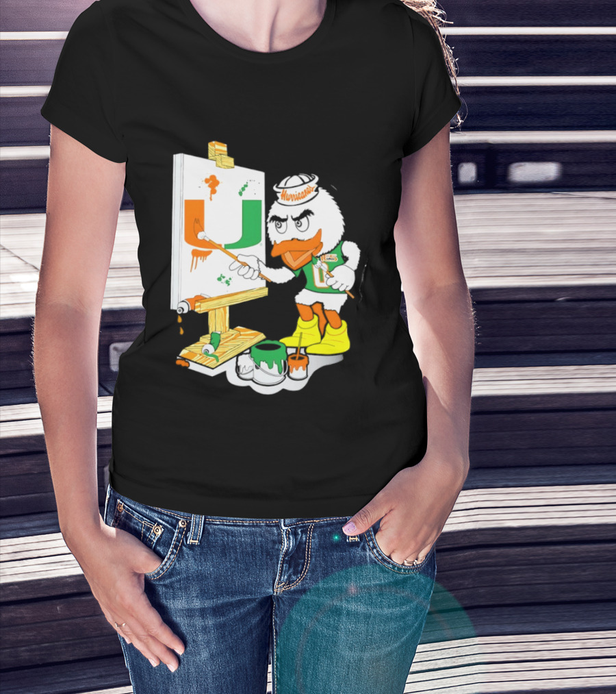 Miami Hurricanes Sebastian Mascot Painting Iconic U T-Shirt