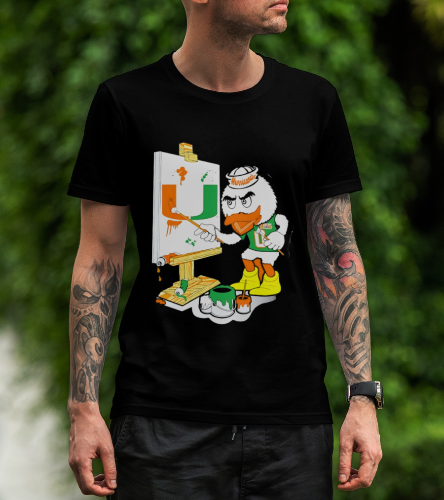 Miami Hurricanes Sebastian Mascot Painting Iconic U T-Shirt