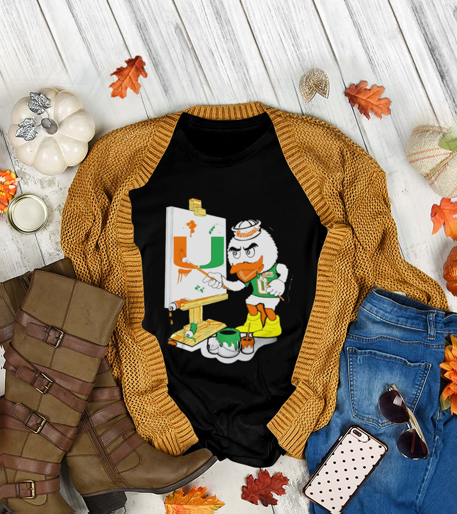 Miami Hurricanes Sebastian Mascot Painting Iconic U T-Shirt
