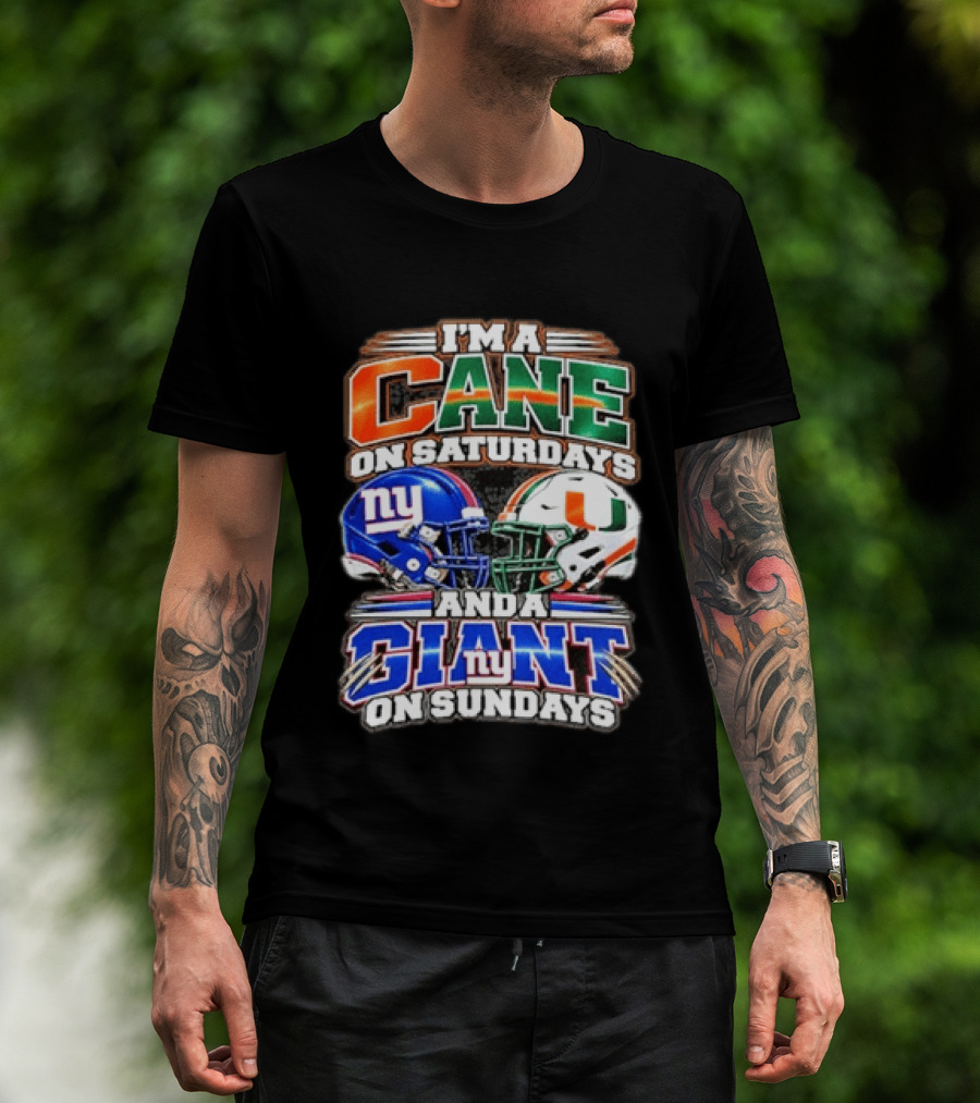 I'm A Cane On Saturdays And A Giant On Sundays NY Helmets T-Shirt