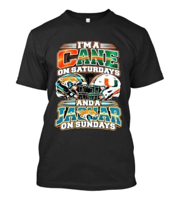 I'm A Cane On Saturdays And A Jaguar On Sundays Helmet Football Fan Gear T-Shirt
