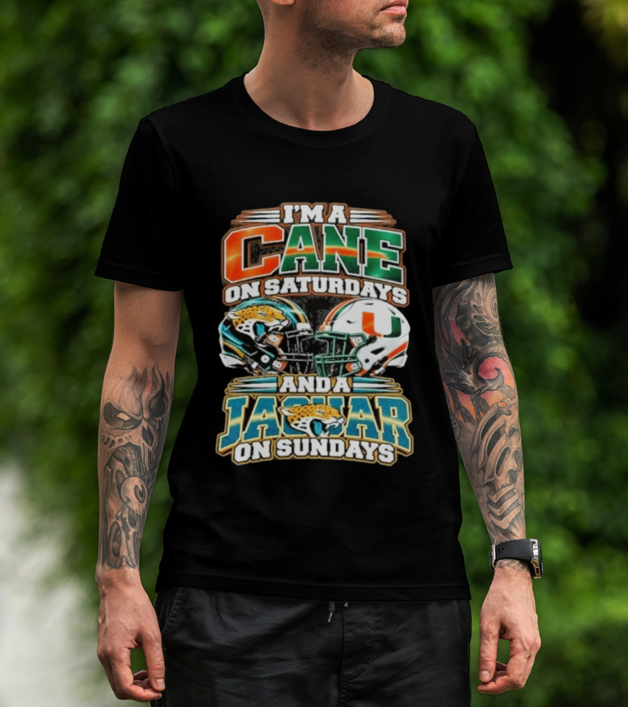 I'm A Cane On Saturdays And A Jaguar On Sundays Helmet Football Fan Gear T-Shirt