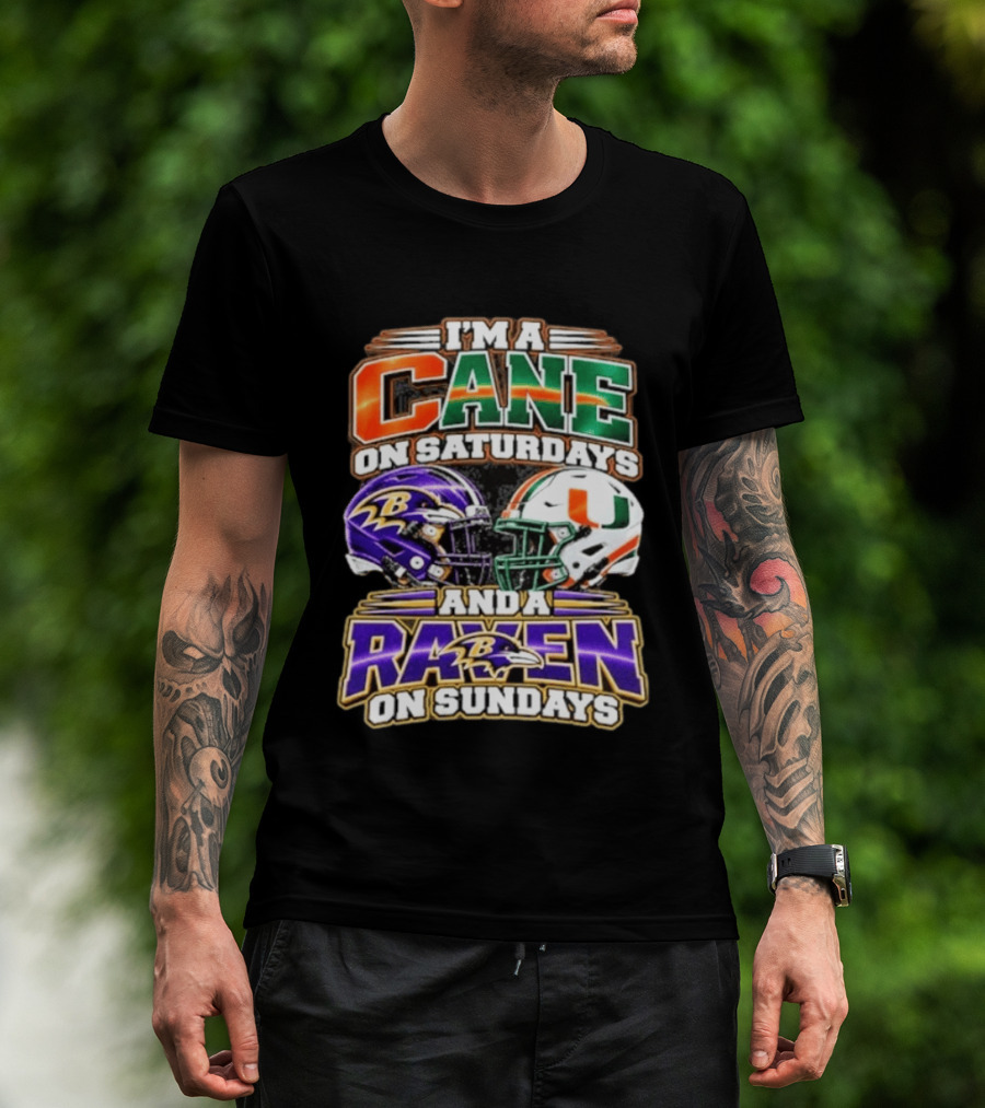I'm A Cane On Saturdays And A Raven On Sundays Football Helmets T-Shirt