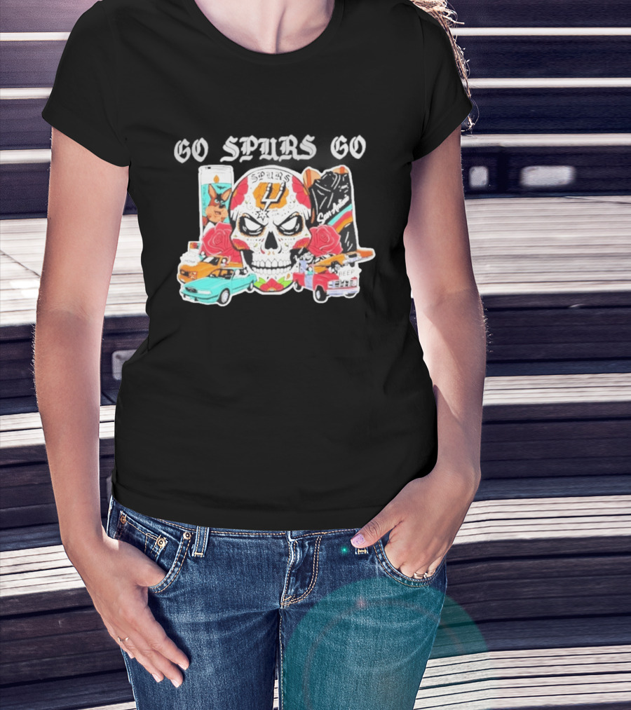 San Antonio Spurs Skull Beep Halloween Rose Cars Spurs 4 San Antonio T-Shirt