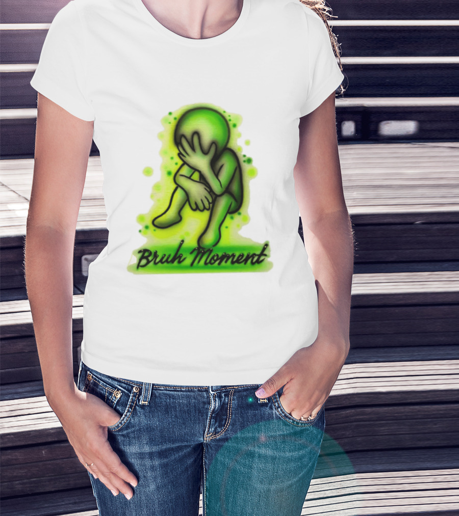 Bruh Moment Facepalm Green Airbrush Sitting Figure T-Shirt
