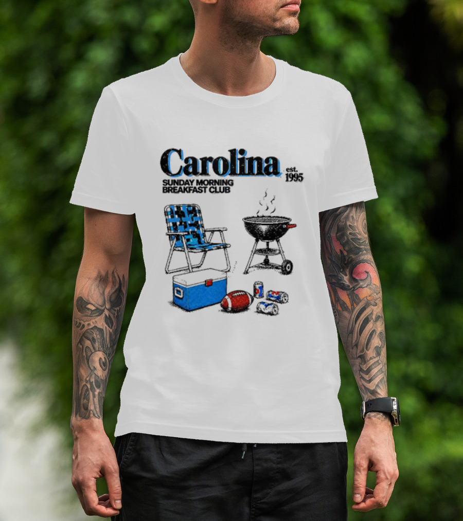 Carolina Sunday Morning Breakfast Club Football Tailgate Game Day Chair BBQ Cooler T-Shirt