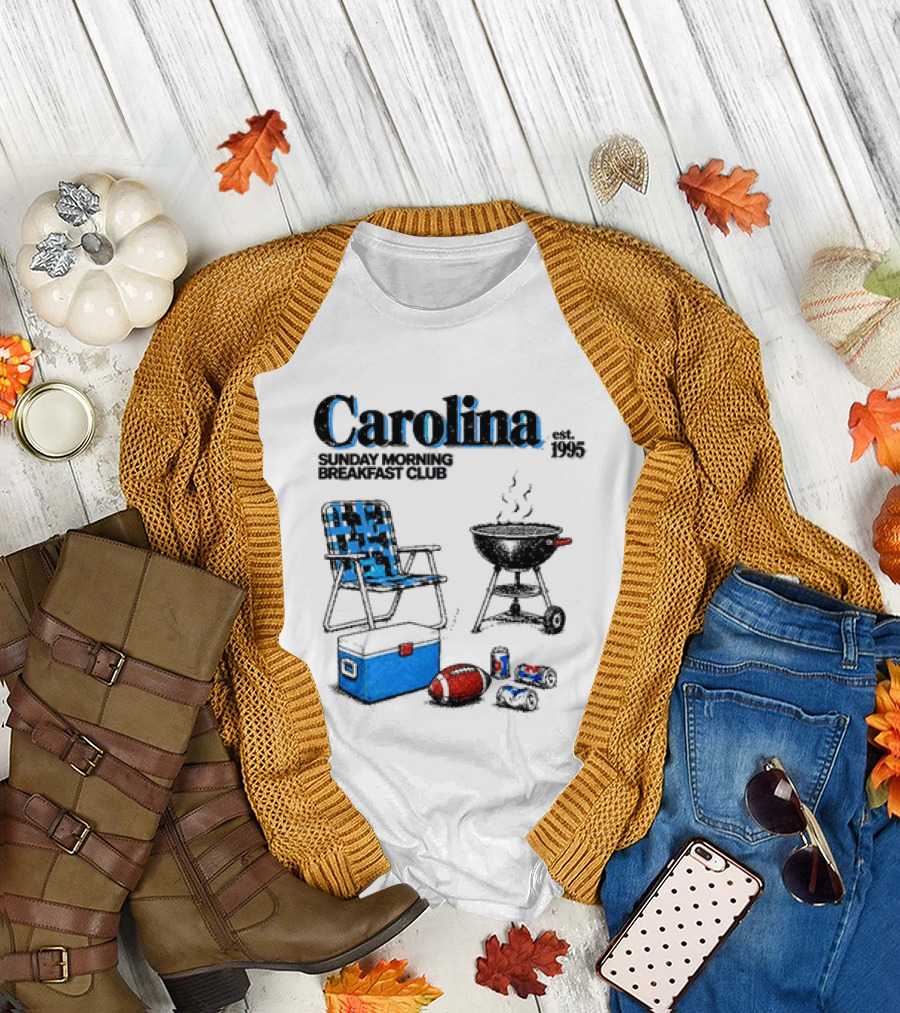 Carolina Sunday Morning Breakfast Club Football Tailgate Game Day Chair BBQ Cooler T-Shirt