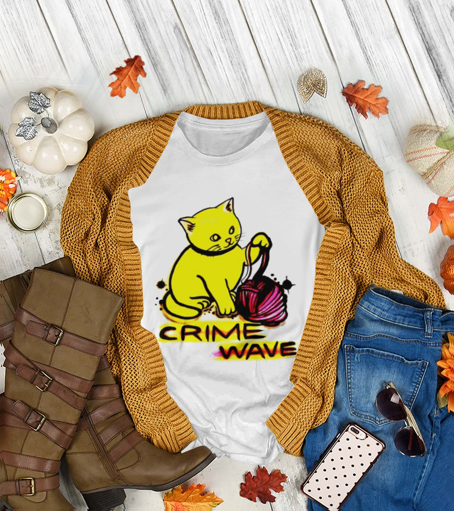 Crime Wave Cat Playing With Yarn T-Shirt