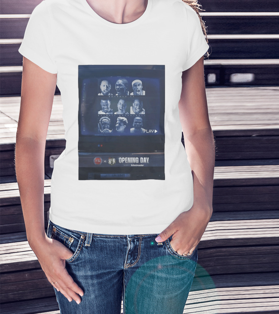 Detroit Pistons Vs Boston Celtics NBA 2026 Opening Day October 20 Ticketmaster CRT TV Play T-Shirt