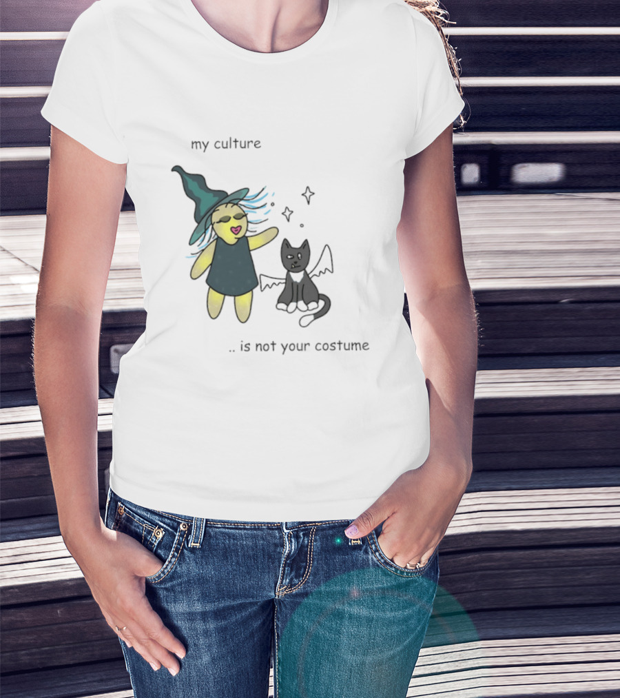 My Culture Is Not Your Costume Witch With Bat Cat T-Shirt