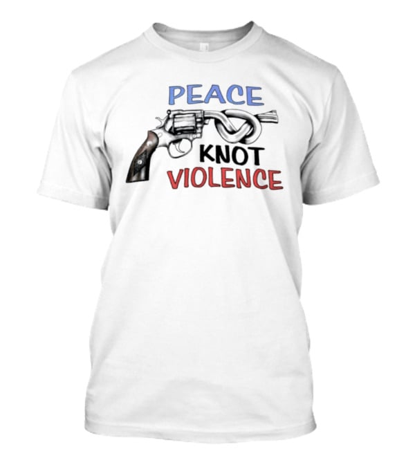 Peace Knot Violence Anti Violence Gun Control Iconic Revolver T-Shirt