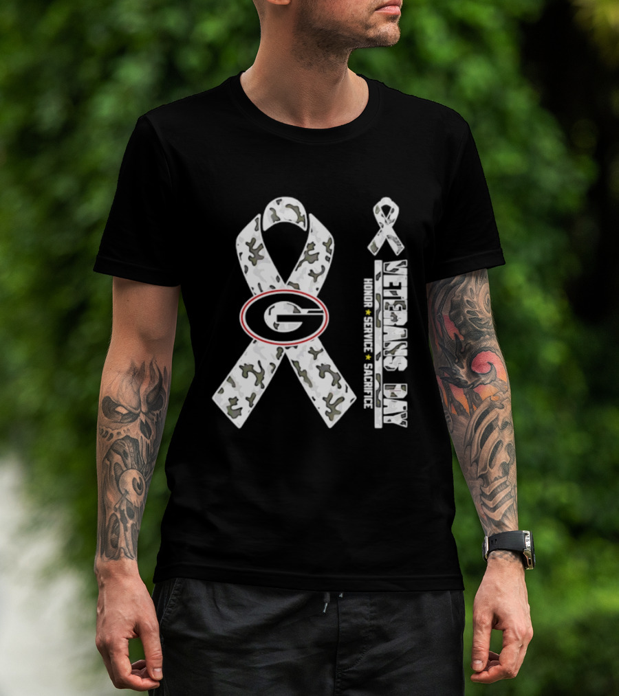 Georgia Bulldogs NCAA Football Veterans Day Honor Service Sacrifice Ribbon 2026 T-Shirt
