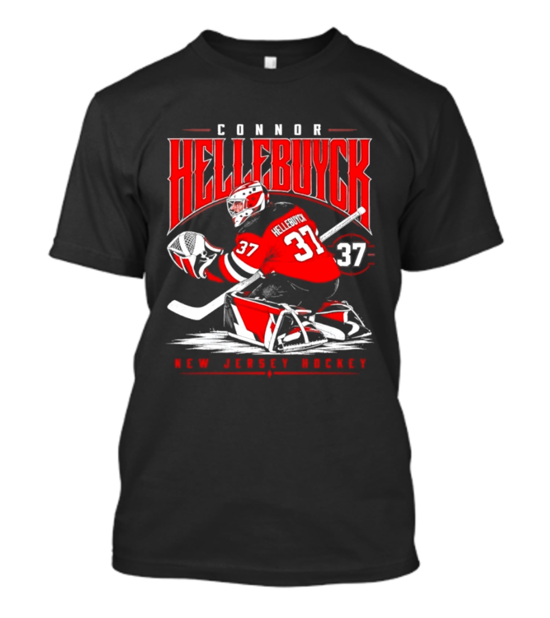 Connor Hellebuyck 37 New Jersey Hockey Glove Hand T-Shirt
