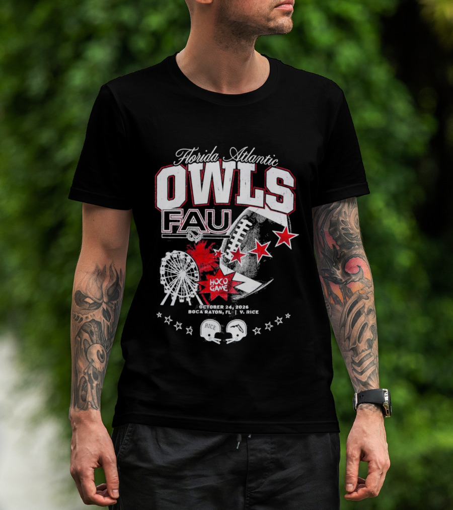 Florida Atlantic Owls FAU Hoco Game Five Star Ferris Wheel T-Shirt