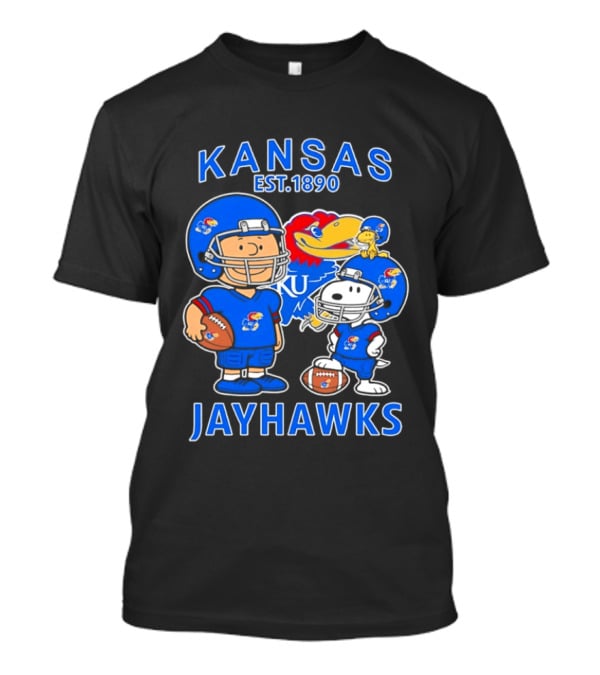 Kansas Jayhawks Snoopy Charlie Brown Football Est 1890 T-Shirt