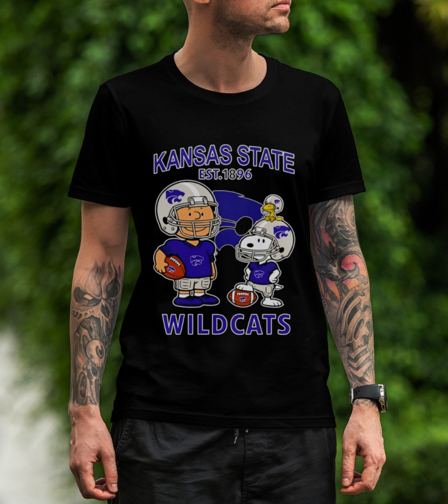 Kansas State Wildcats Snoopy Charlie Brown Football Est 1896 T-Shirt
