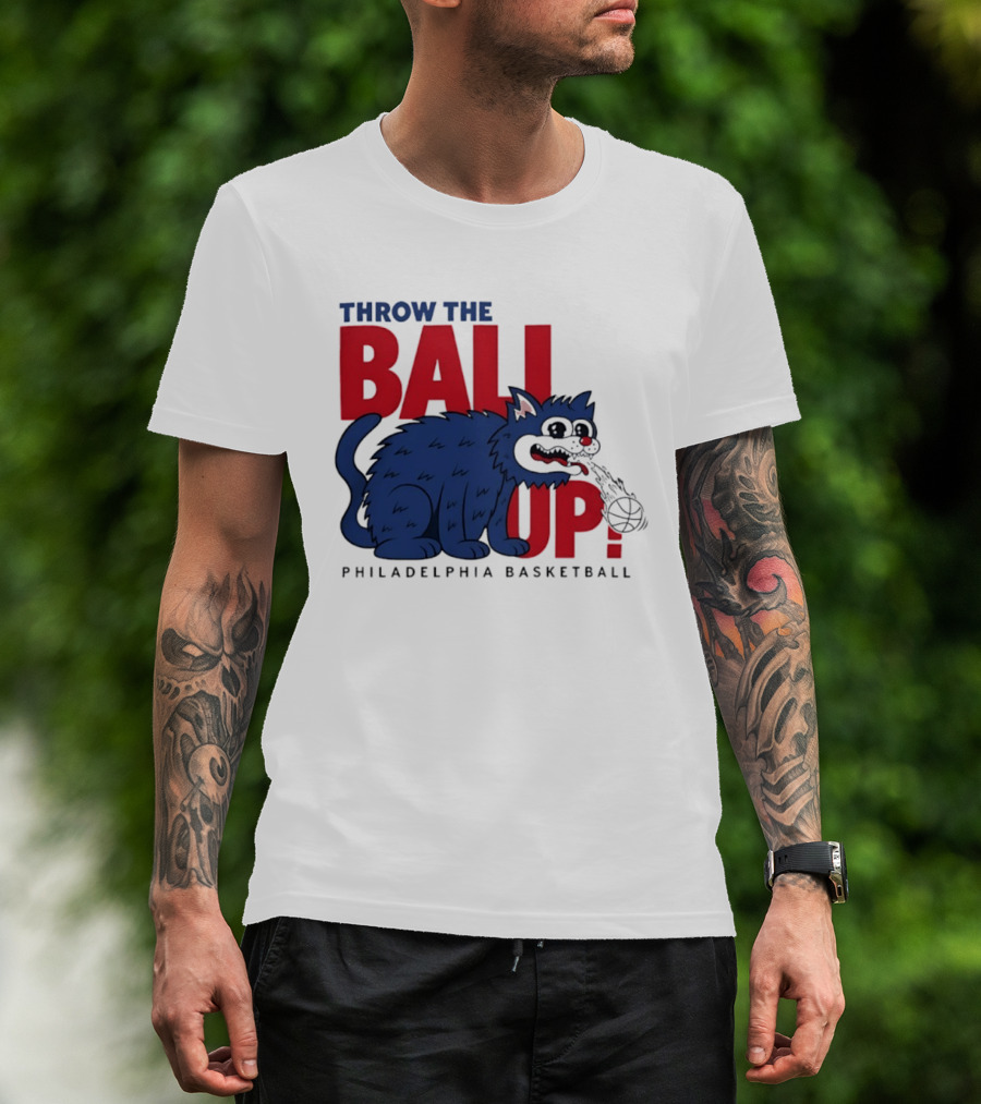Philadelphia Basketball Throw The Ball Up Cat T-Shirt
