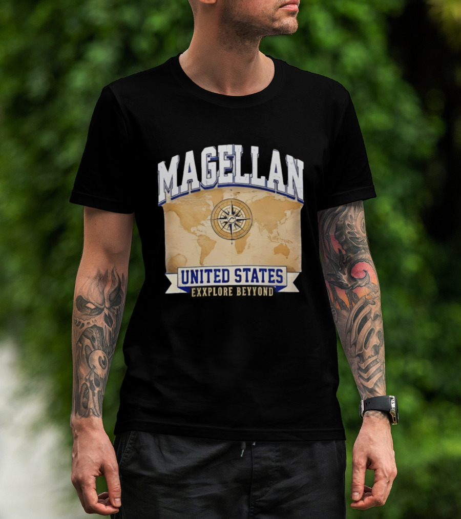 Magellan United States Compass Explore Beyond World Map T-Shirt