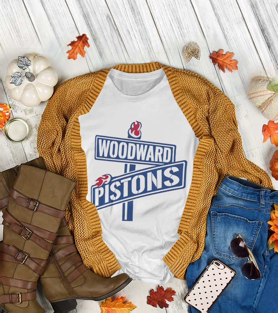 Woodward Pistons Detroit Basketball Team Wordmark T-Shirt