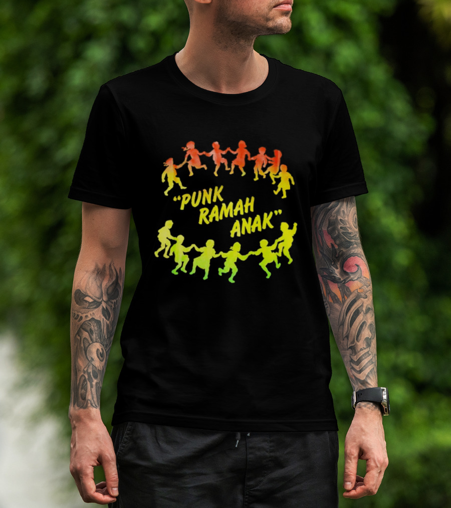 Punk Ramah Anak Rainbow Children Dancing Circle T-Shirt