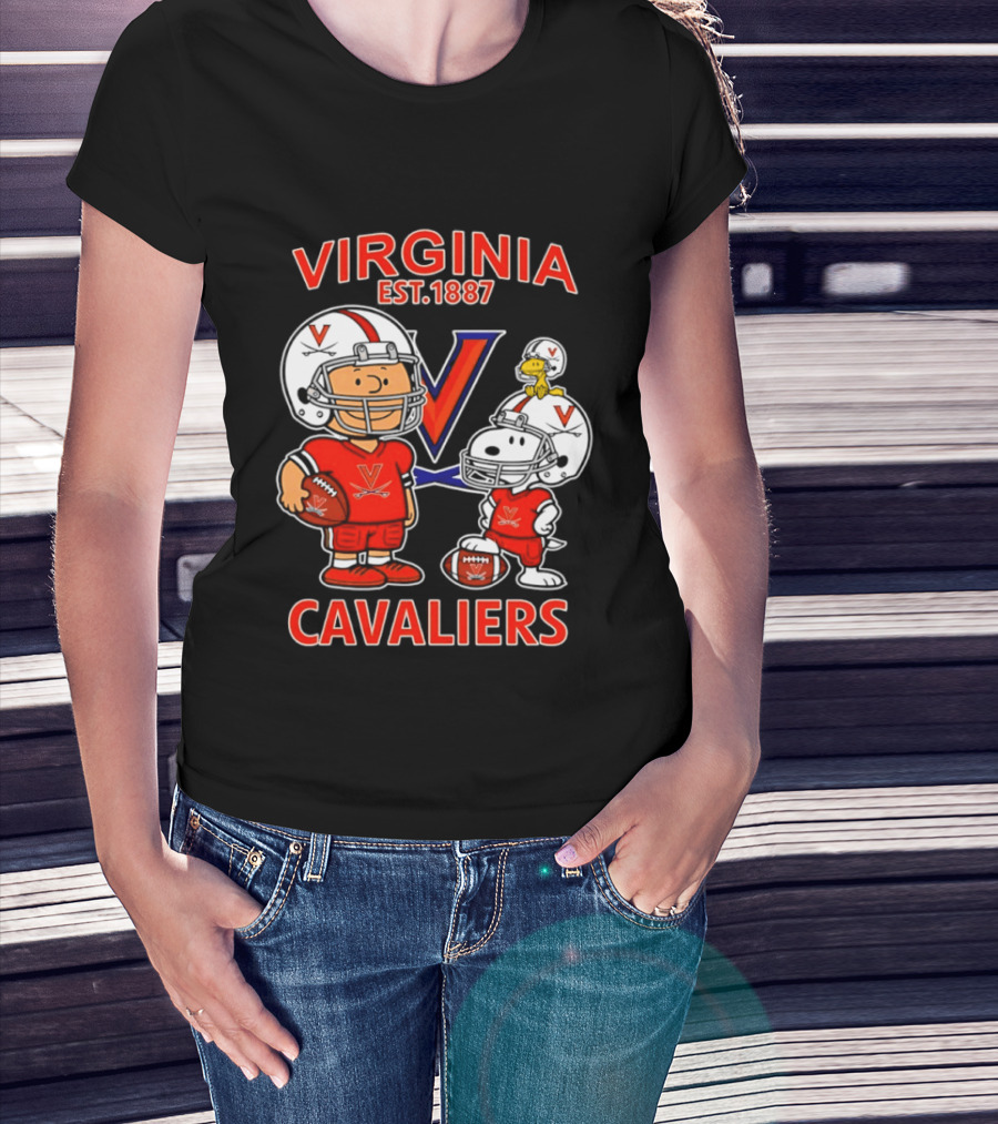 Virginia Cavaliers Snoopy And Charlie Brown Football EST 1887 T-Shirt