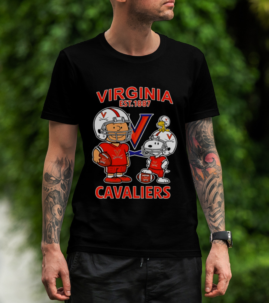Virginia Cavaliers Snoopy And Charlie Brown Football EST 1887 T-Shirt