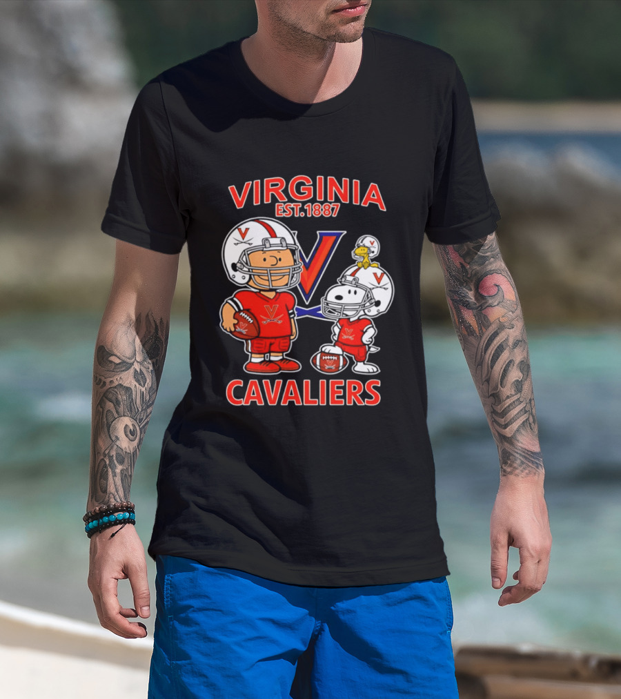 Virginia Cavaliers Snoopy And Charlie Brown Football EST 1887 T-Shirt