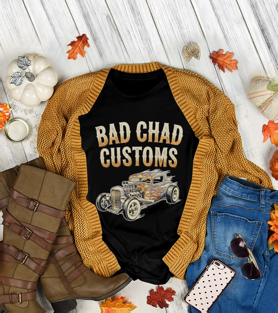 Bad Chad Customs Hot Rod Flames Vintage Car T-Shirt