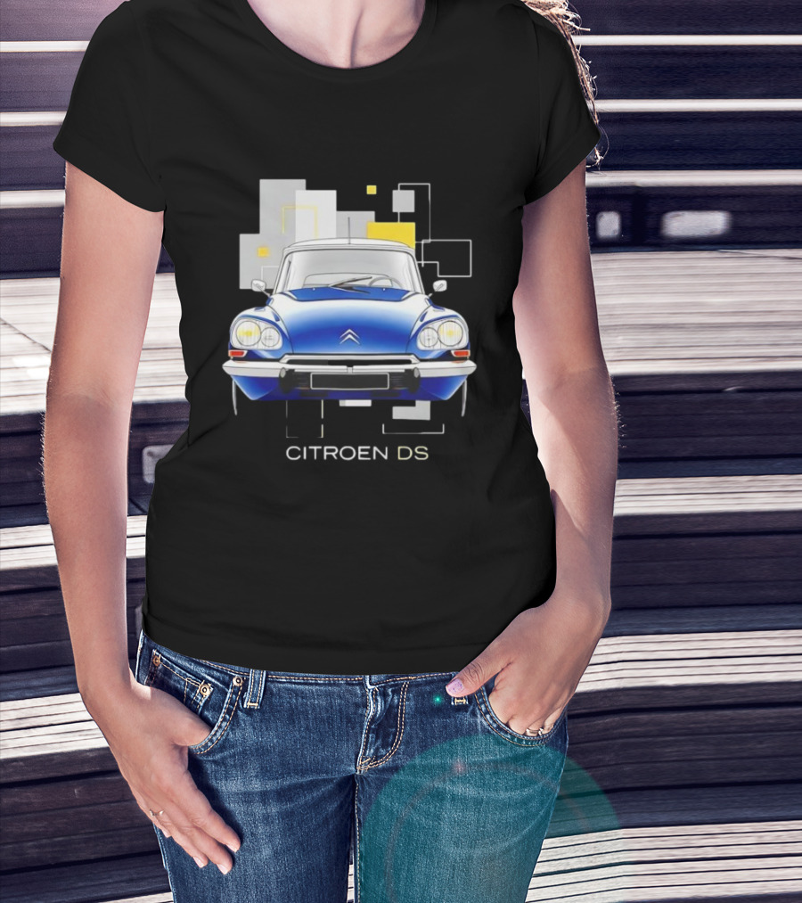 Citroën DS Classic Car Blue Front View Vintage Design T-Shirt